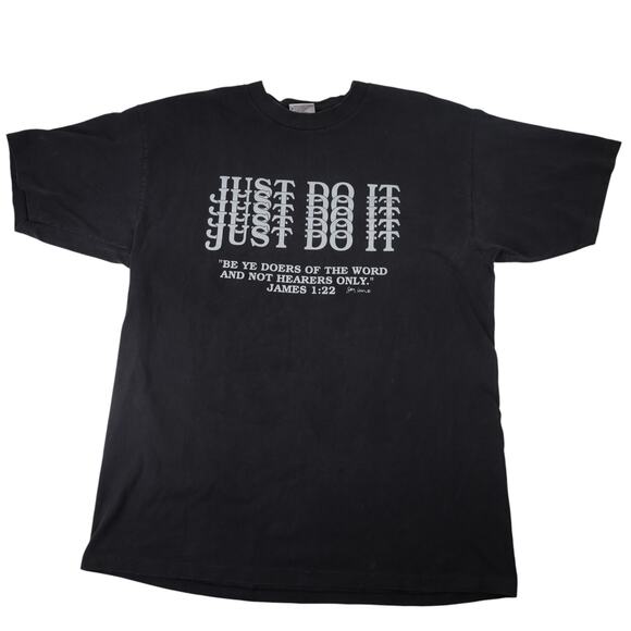 Vintage Just Do It James 1:22 Bible Verse Graphic T Shirt - Picture 1 of 8